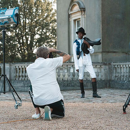 Man being photographed