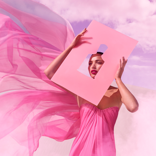 Woman in pink dress